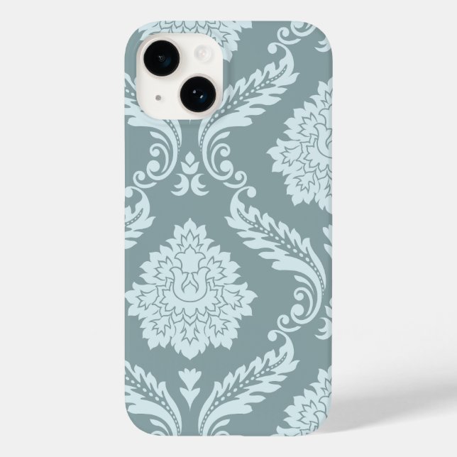 Coques Case-Mate iPhone Art Rococo Damassé I Bleu Canard+Turquoise (Verso)