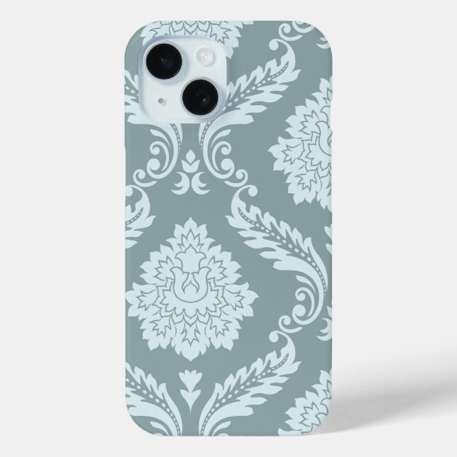 Coques Case-Mate iPhone Art Rococo Damassé I Bleu Canard+Turquoise (Verso)