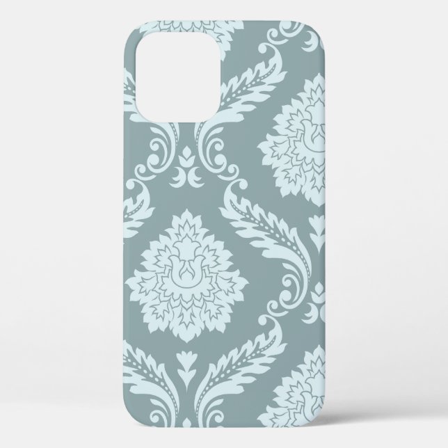 Coques Case-Mate iPhone Art Rococo Damassé I Bleu Canard+Turquoise (Verso)