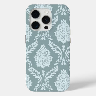 Coque Case-Mate iPhone Art Rococo Damassé I Bleu Canard+Turquoise