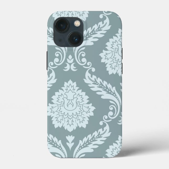 Coques Case-Mate iPhone Art Rococo Damassé I Bleu Canard+Turquoise (Verso)