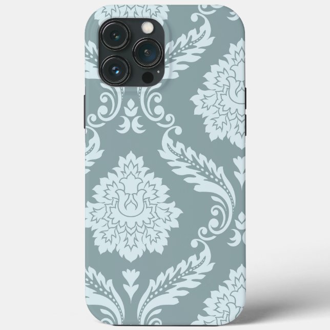 Coques Case-Mate iPhone Art Rococo Damassé I Bleu Canard+Turquoise (Verso)