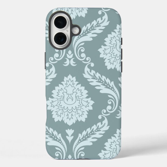 Coques Case-Mate iPhone Art Rococo Damassé I Bleu de Canard + Turquoise (Verso)