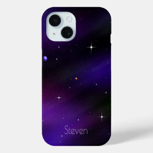 Coque Case-Mate iPhone Art Spacescape noir et violet avec votre nom