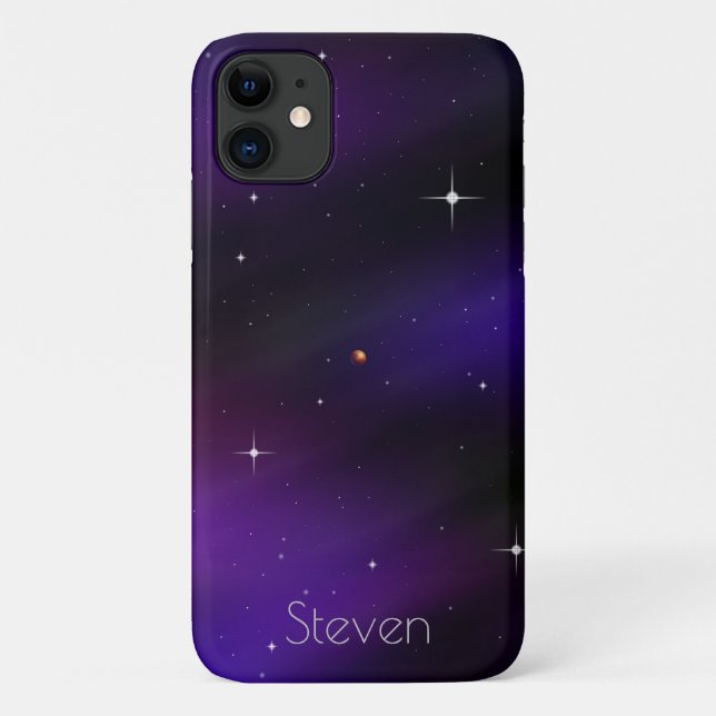 Coques Case-Mate iPhone Art Spacescape noir et violet personnalisé (Dos)