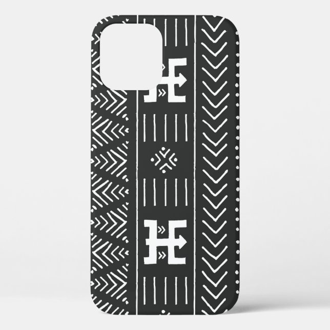 Coques Case-Mate iPhone Art Tribal Africain : Géométrique Noir & Blanc (Verso)