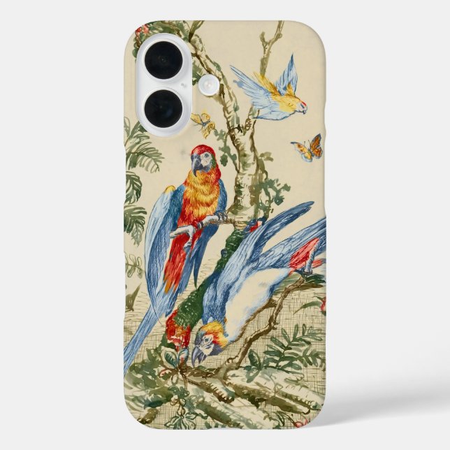 Coques Case-Mate iPhone Art Tropical Antique de Perroquet et Papillon de G (Verso)
