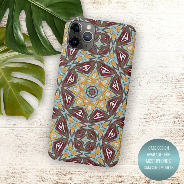 Coques Case-Mate iPhone Art unique de kaléidoscope marron jaune turquoise  (Créateur téléchargé)