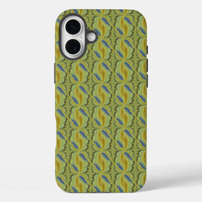 Coques Case-Mate iPhone Artdeco bleu jaune dans le style rétro (Verso)