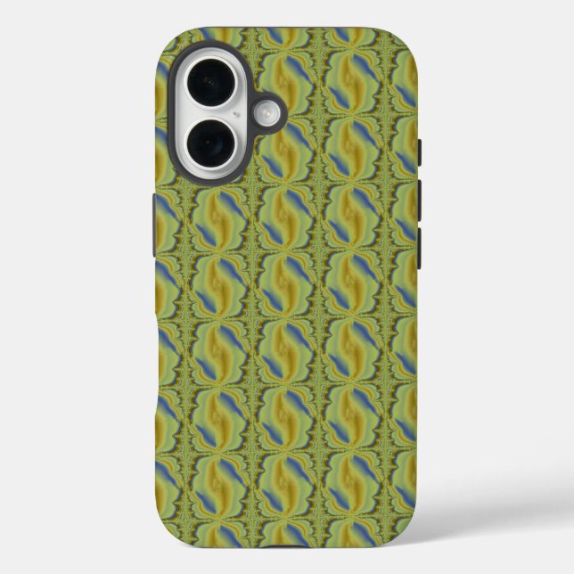 Coques Case-Mate iPhone Artdeco bleu jaune dans le style rétro (Verso)