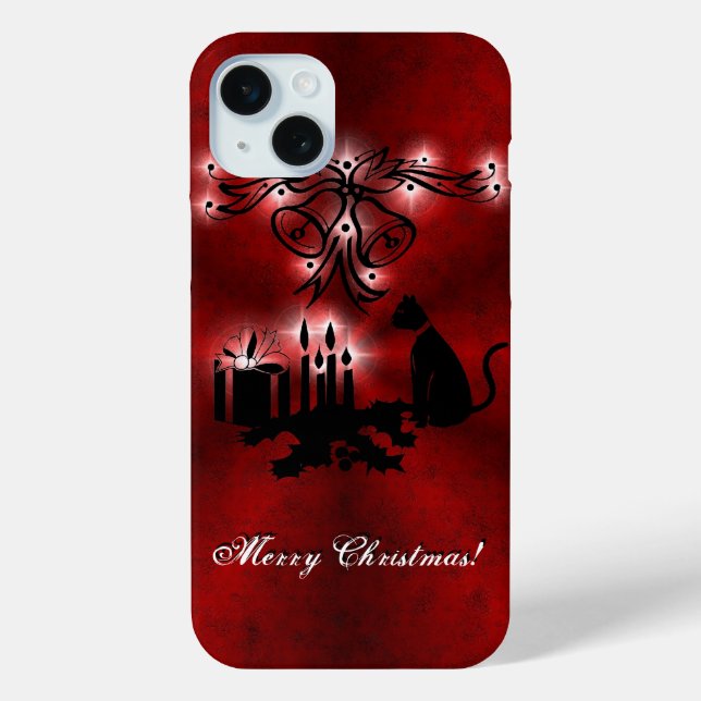 Coques Case-Mate iPhone Artdeco de Noël avec chat noir (Verso)