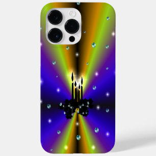 Coque Case-Mate iPhone Artdeco de Noël sur Arc-en-ciel jaune violet