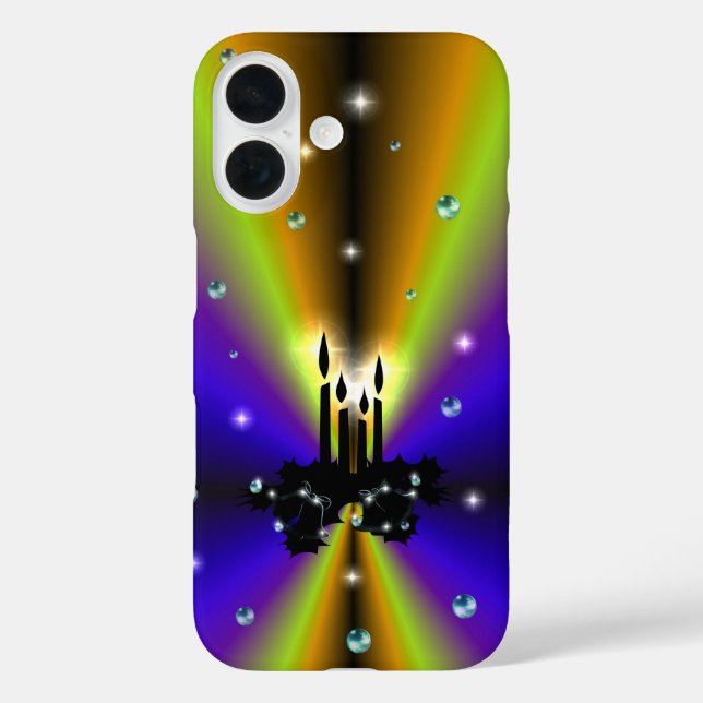 Coques Case-Mate iPhone Artdeco de Noël sur Arc-en-ciel jaune violet (Verso)