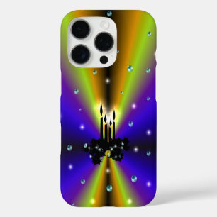 Coque iPhone 16 Pro Artdeco de Noël sur Arc-en-ciel jaune violet