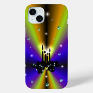 Coque Case-Mate iPhone Artdeco de Noël sur Arc-en-ciel jaune violet