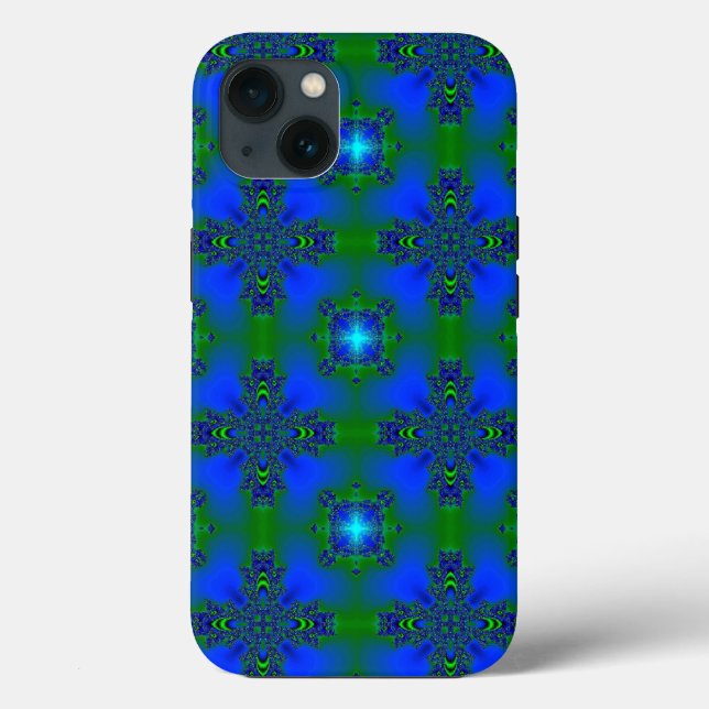 Coques Case-Mate iPhone Artdeco en style rétro grün blau und sterne (Verso)