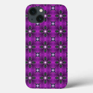 iPhone 13 Coque Artdeco Fleurs Abstraites et étoiles