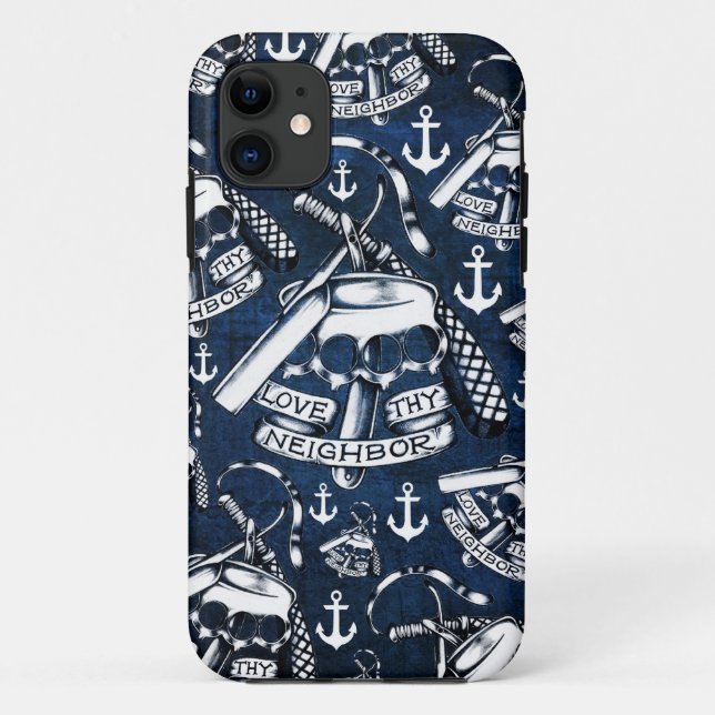 Coques Case-Mate iPhone Articulations en laiton et ancres de rockabilly (Dos)