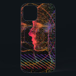 Case-Mate iPhone Case Artificial Intelligence and Virtual Reality concep<br><div class="desc">Artificial Intelligence and Virtual Reality concept. 3D human head made of pixels in neon holographic vivid colors on dark background. 
cyberpunk, human, artificial, mathematics, quantum, complex, computer, face, math, science, theory, equation, function, holographic, illustration, machine, spectrum, ai, algebra, blackboard, vintage, retro, illustration, </div>