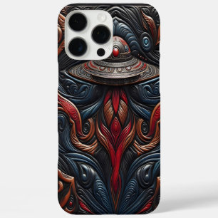 Coque iPhone 16 Pro Max Artisanat Alien au milieu de Motifs dynamiques
