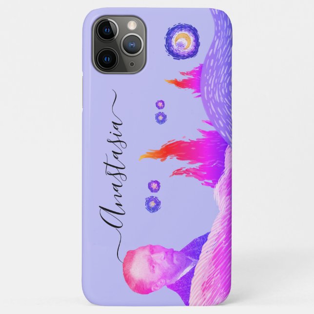 Coques Case-Mate iPhone artist Starry Night editable violet (Dos)