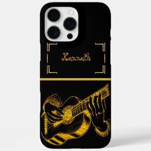 Coque iPhone 16 Pro Max Artiste d'or en beauté guitare