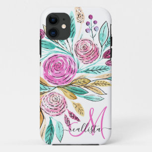 Case-Mate iPhone Case Artsy Elegant rose Turquoise Aquarelle Florale Mon