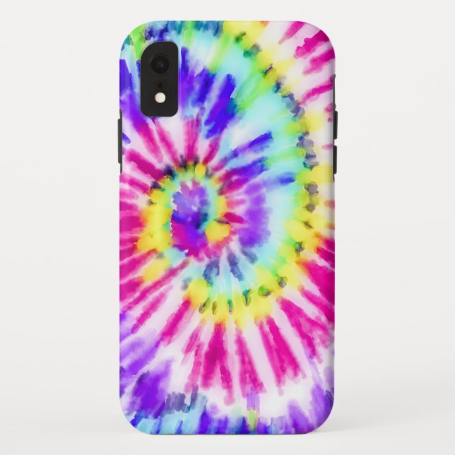 Coques Case-Mate iPhone Artsy Neon Rainbow Tie Dye Motif d'aquarelle (Dos)