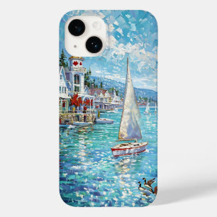 Coque Case-Mate iPhone Artwork côtier animé - Bateaux à voile, phare &
