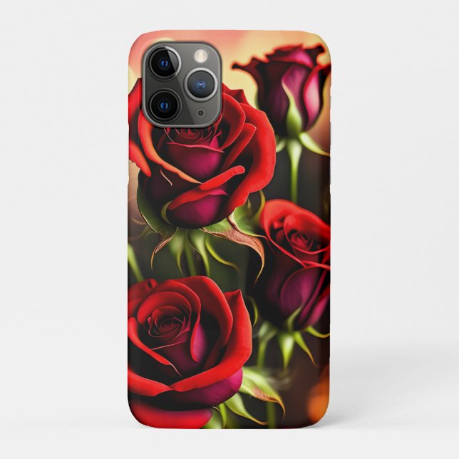 Coques Case-Mate iPhone Artwork numérique Fleurs de rose rouge-58567 (Dos)