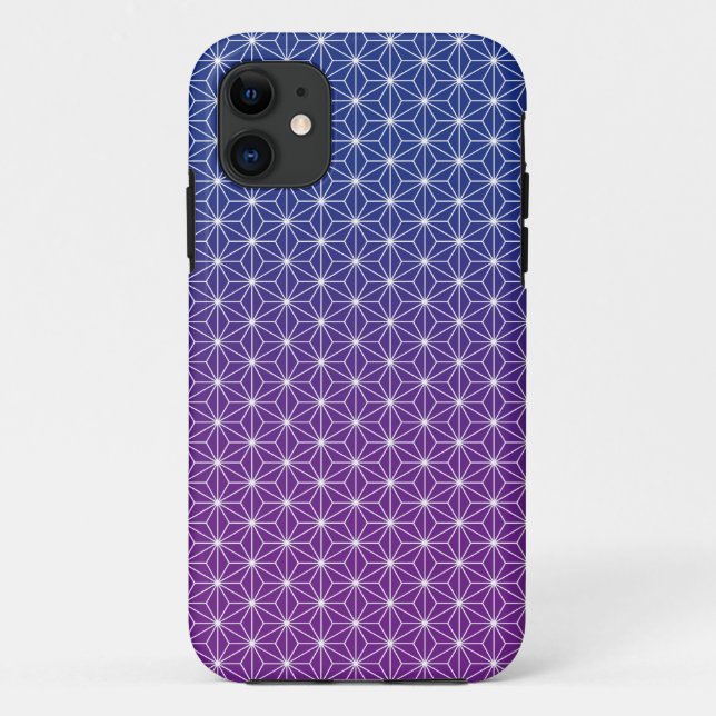 Coques Case-Mate iPhone Asanoha japonais traditionnel Imprimé bleu & viole (Dos)