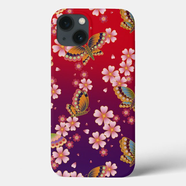 Coques Case-Mate iPhone Asanoha japonais traditionnel Rouge et pourpre (Verso)