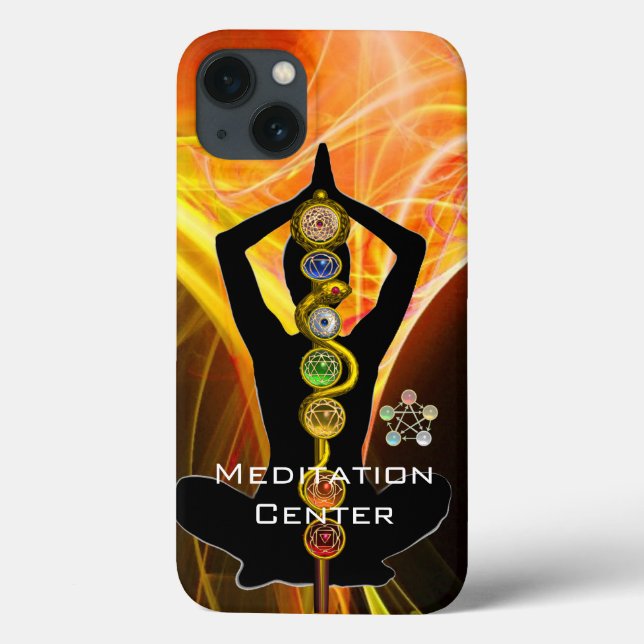 Coques Case-Mate iPhone ASCLEPIUS ROD,7 CHAKRAS YOGA LOTUS POSE Jaune (Verso)