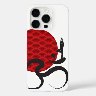 Coque iPhone 16 Pro Asiatique Red Sun Yoga & Moderne Zen Calligraphie