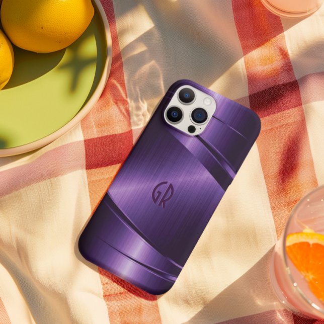 Coques Case-Mate iPhone Aspect d'aluminium brossé violet brillant (Créateur téléchargé)