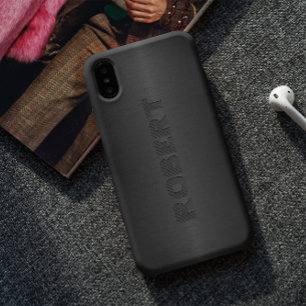 Case-Mate iPhone Case Aspect en aluminium brossé gris foncé métallique