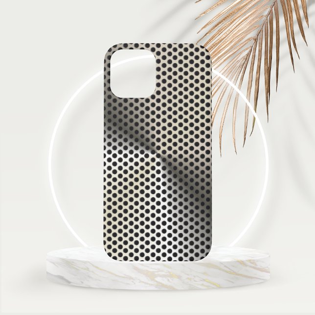 Coques Case-Mate iPhone Aspect Métal Perforé Teinté Doré  (Pale gold Hued Perforated Metal Phone Case on Gold Frond Mockup)
