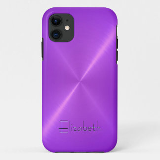 Coques Pour iPhone Aspect métallique en acier inoxydable violet