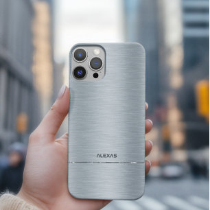 Coque iPhone 16 Pro Aspect métallique en aluminium brossé brillant