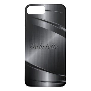 Coque iPhone 8 Plus/7 Plus Aspect noir brillant en aluminium brossé