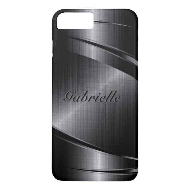 Coques Case-Mate iPhone Aspect noir brillant en aluminium brossé (Dos)