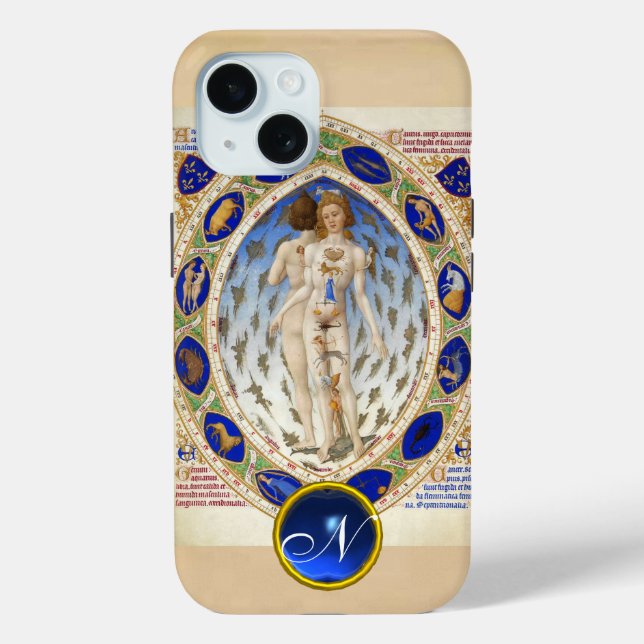 COQUES Case-Mate iPhone ASTROLOGIE ANTIQUE, SIGNES ZODIAQUES MONOGRAMME BL (Verso)