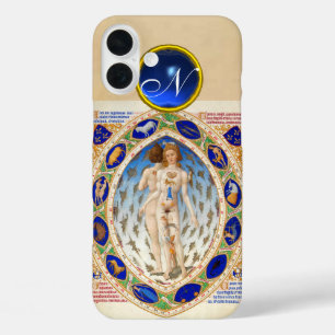 COQUE POUR iPhone 16 PLUS ASTROLOGIE ANTIQUE, SIGNES ZODIAQUES MONOGRAMME BL