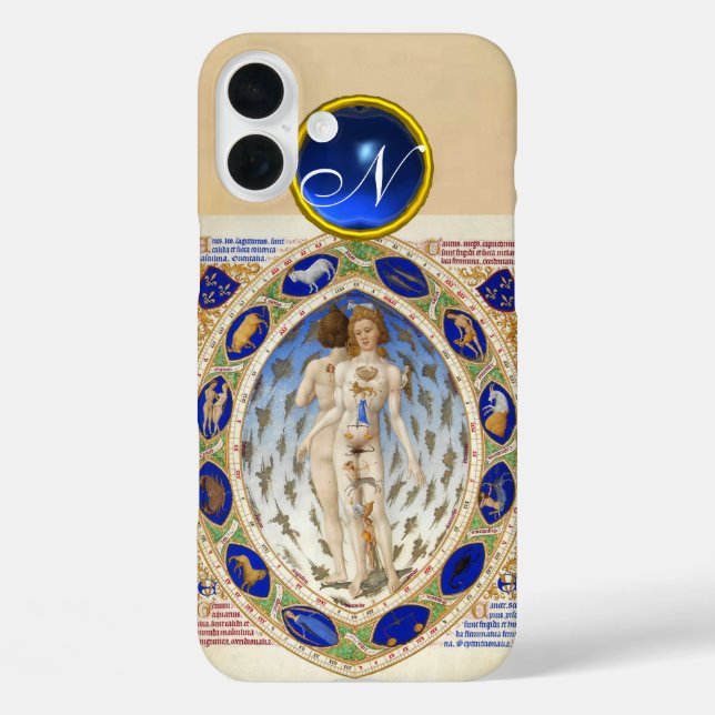 COQUES Case-Mate iPhone ASTROLOGIE ANTIQUE, SIGNES ZODIAQUES MONOGRAMME BL (Verso)