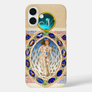 COQUE POUR iPhone 16 PLUS ASTROLOGIE ANTIQUE, SIGNES ZODIAQUES MONOGRAMME BL