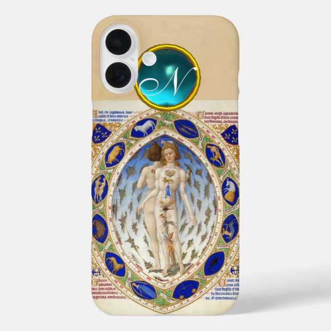 COQUES Case-Mate iPhone ASTROLOGIE ANTIQUE, SIGNES ZODIAQUES MONOGRAMME BL (Verso)