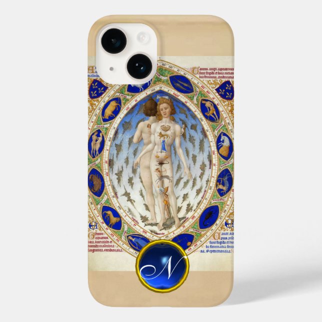 COQUES Case-Mate iPhone ASTROLOGIE ANTIQUE, SIGNES ZODIAQUES MONOGRAMME BL (Verso)