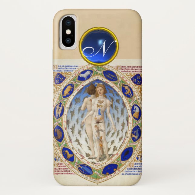 COQUES Case-Mate iPhone ASTROLOGIE ANTIQUE, SIGNES ZODIAQUES MONOGRAMME BL (Dos)