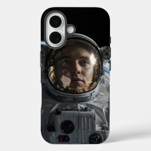 Coque Pour iPhone 16 Astronaut flottant dans l'espace avec la Terre vis