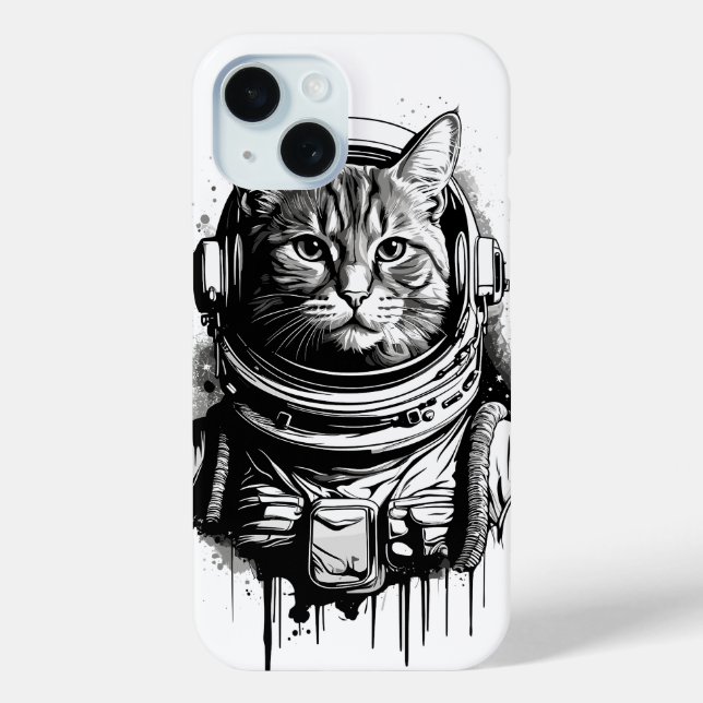 Coques Case-Mate iPhone Astronaute Chat Encre Art (Verso)